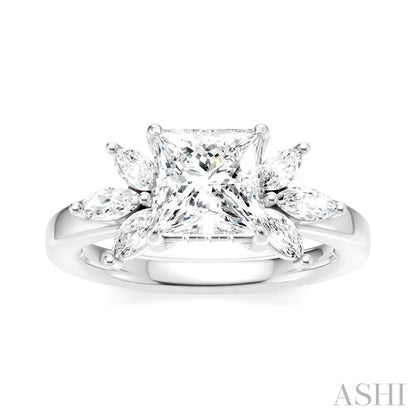 Princess Shape Semi-Mount Diamond Engagement Ring