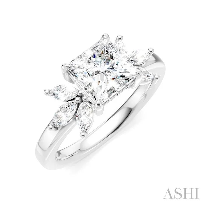Princess Shape Semi-Mount Diamond Engagement Ring