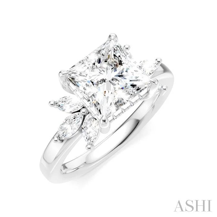 Princess Shape Semi-Mount Diamond Engagement Ring