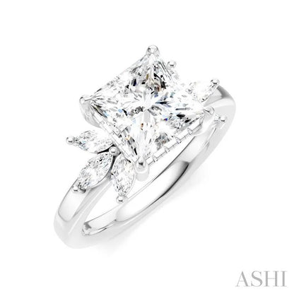 Princess Shape Semi-Mount Diamond Engagement Ring