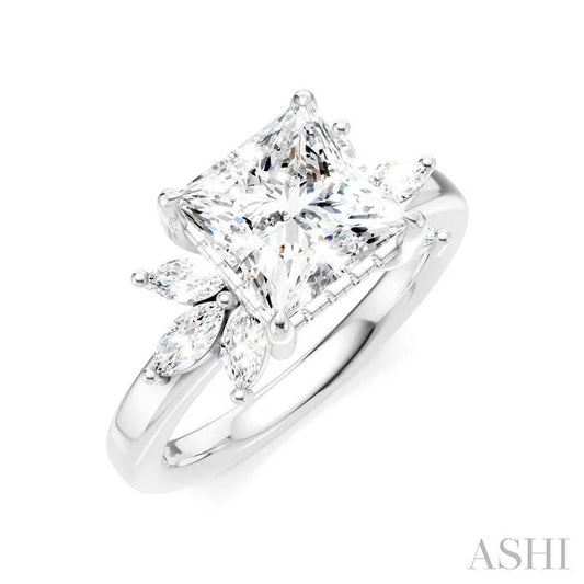 Princess Shape Semi-Mount Diamond Engagement Ring