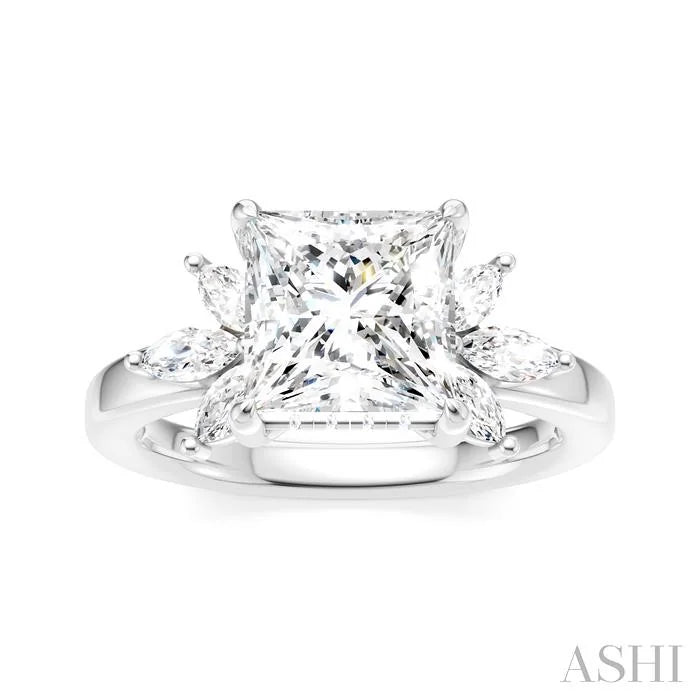 Princess Shape Semi-Mount Diamond Engagement Ring