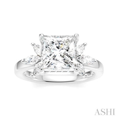 Princess Shape Semi-Mount Diamond Engagement Ring