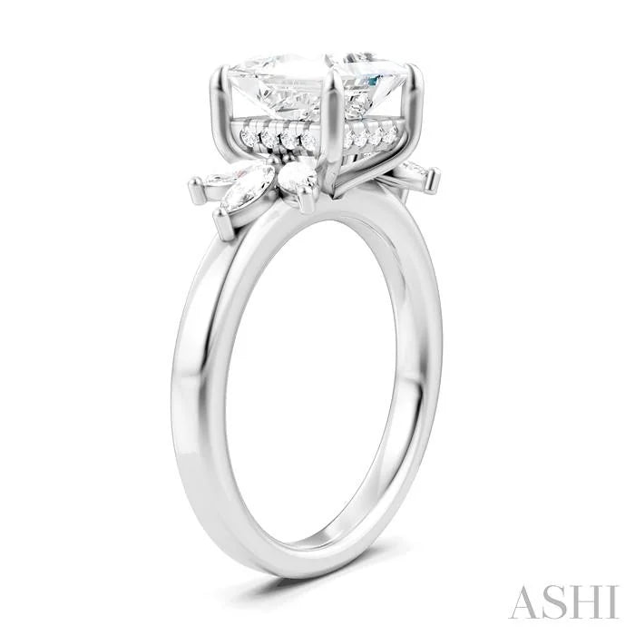 Princess Shape Semi-Mount Diamond Engagement Ring