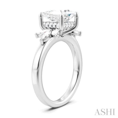 Princess Shape Semi-Mount Diamond Engagement Ring