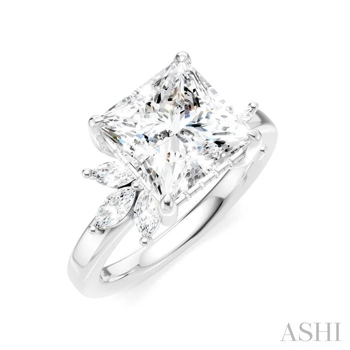 Princess Shape Semi-Mount Diamond Engagement Ring