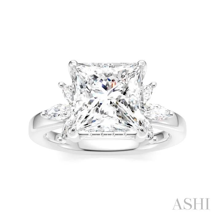 Princess Shape Semi-Mount Diamond Engagement Ring
