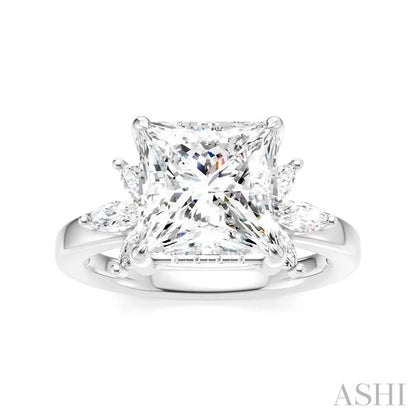 Princess Shape Semi-Mount Diamond Engagement Ring