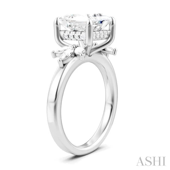 Princess Shape Semi-Mount Diamond Engagement Ring