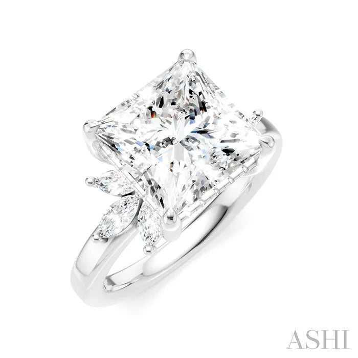 Princess Shape Semi-Mount Diamond Engagement Ring