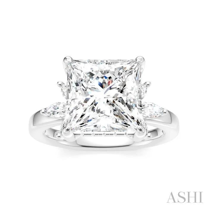 Princess Shape Semi-Mount Diamond Engagement Ring