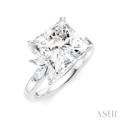 Princess Shape Semi-Mount Diamond Engagement Ring