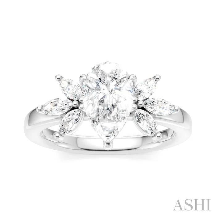 Pear Shape Semi-Mount Diamond Engagement Ring