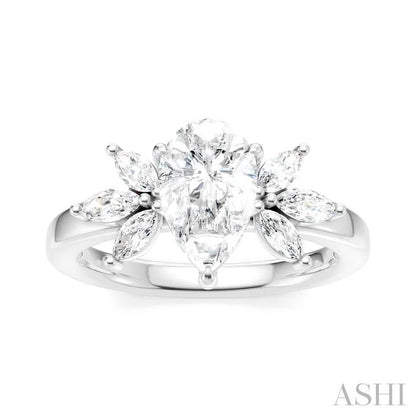Pear Shape Semi-Mount Diamond Engagement Ring