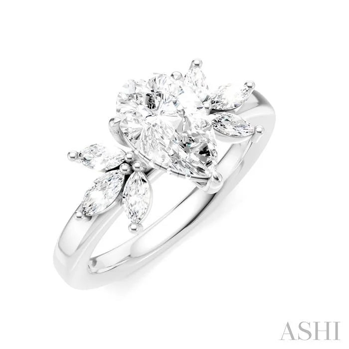 Pear Shape Semi-Mount Diamond Engagement Ring