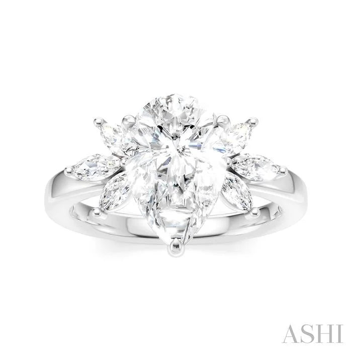 Pear Shape Semi-Mount Diamond Engagement Ring