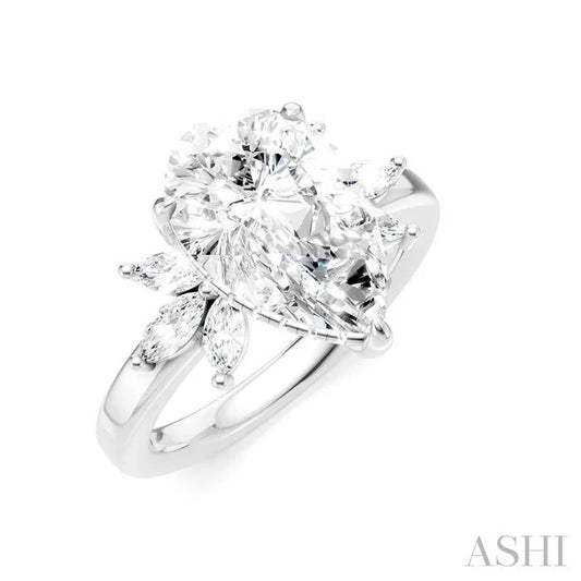 Pear Shape Semi-Mount Diamond Engagement Ring