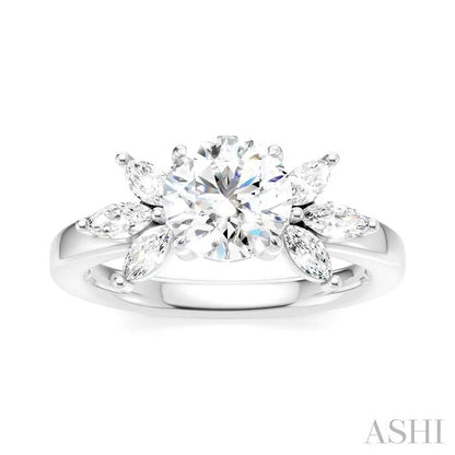 Round Shape Semi-Mount Diamond Engagement Ring