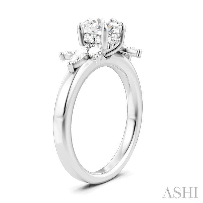 Round Shape Semi-Mount Diamond Engagement Ring