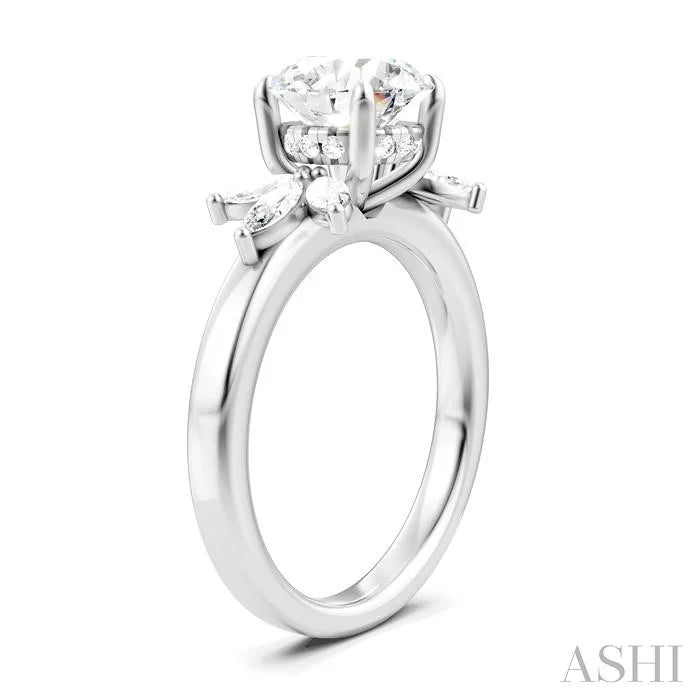 Round Shape Semi-Mount Diamond Engagement Ring