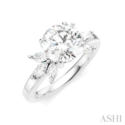 Round Shape Semi-Mount Diamond Engagement Ring
