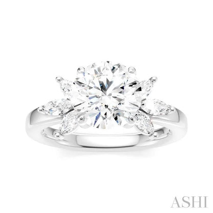 Round Shape Semi-Mount Diamond Engagement Ring