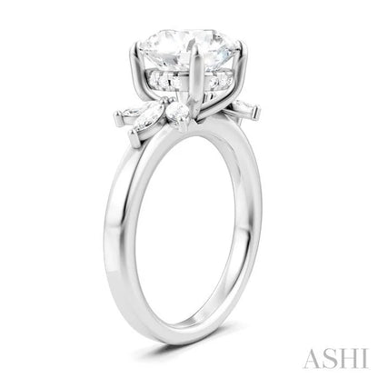 Round Shape Semi-Mount Diamond Engagement Ring