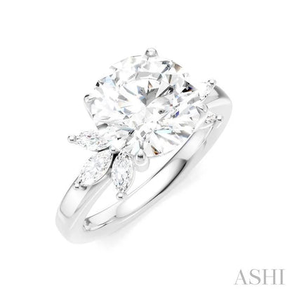 Round Shape Semi-Mount Diamond Engagement Ring