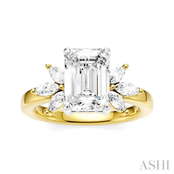 Emerald Shape Semi-Mount Diamond Engagement Ring