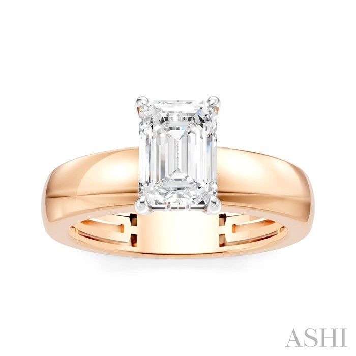 Emerald Shape Semi-Mount Diamond Engagement Ring