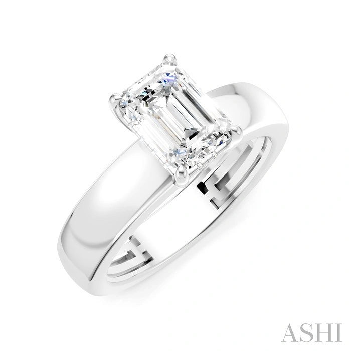 Emerald Shape Semi-Mount Diamond Engagement Ring