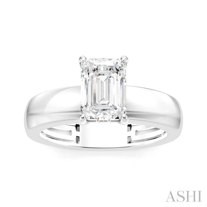 Emerald Shape Semi-Mount Diamond Engagement Ring