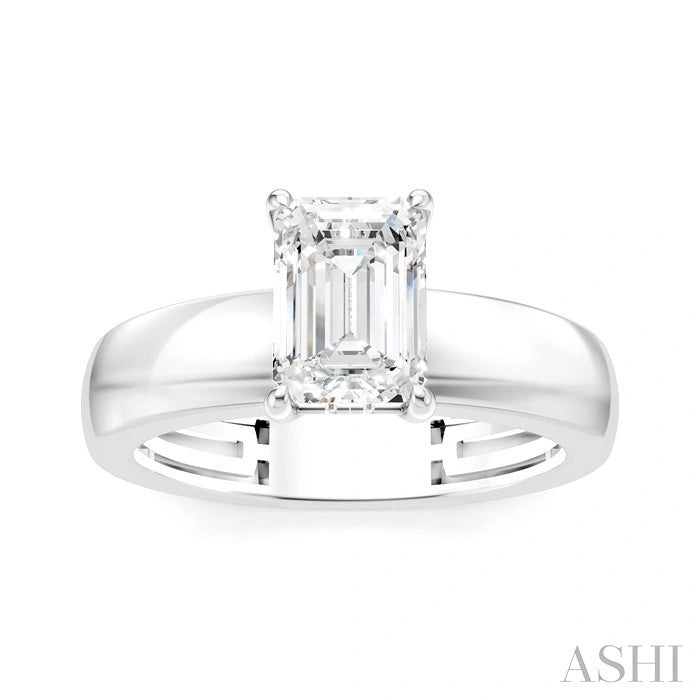 Emerald Shape Semi-Mount Diamond Engagement Ring