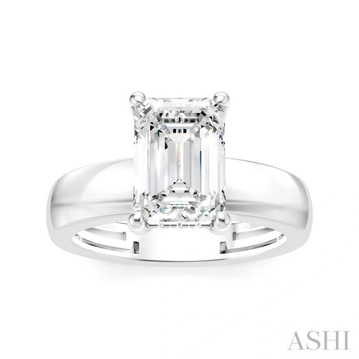 Emerald Shape Semi-Mount Diamond Engagement Ring