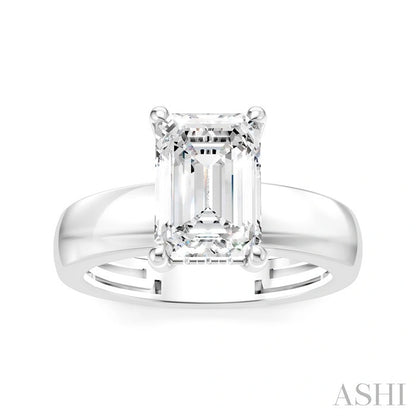 Emerald Shape Semi-Mount Diamond Engagement Ring