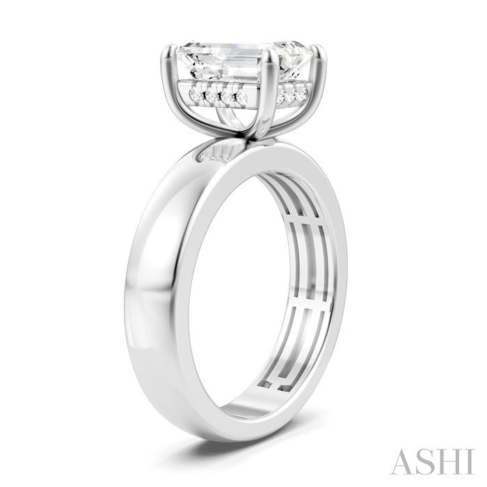 Emerald Shape Semi-Mount Diamond Engagement Ring