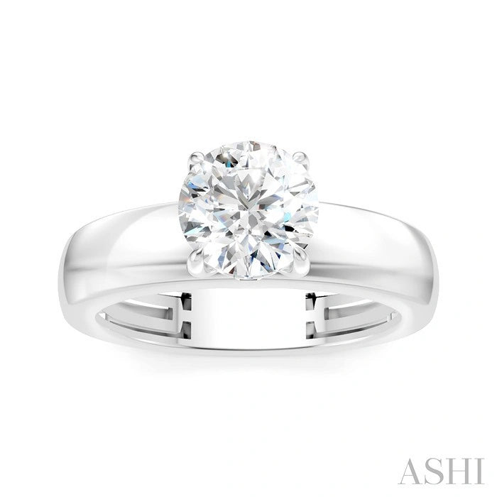 Round Shape Semi-Mount Diamond Engagement Ring
