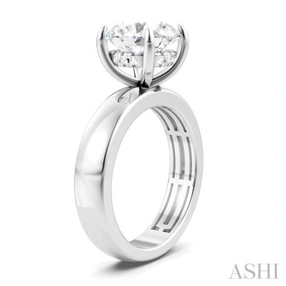 Round Shape Semi-Mount Diamond Engagement Ring