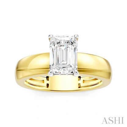 Emerald Shape Semi-Mount Diamond Engagement Ring