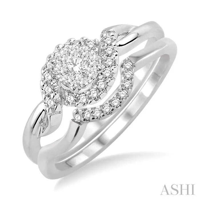 Round Shape Lovebright Halo Diamond Wedding Set