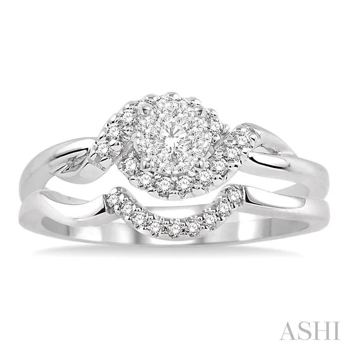 Round Shape Lovebright Halo Diamond Wedding Set