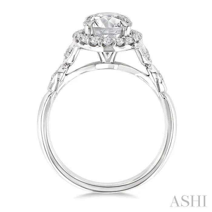 Oval Shape Semi-Mount Halo Diamond Engagement Ring