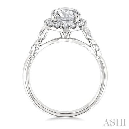 Oval Shape Semi-Mount Halo Diamond Engagement Ring