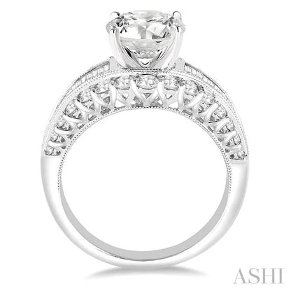 Round Shape Semi-Mount Diamond Engagement Ring