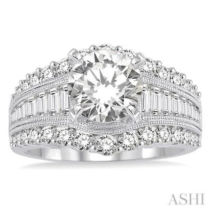 Round Shape Semi-Mount Diamond Engagement Ring