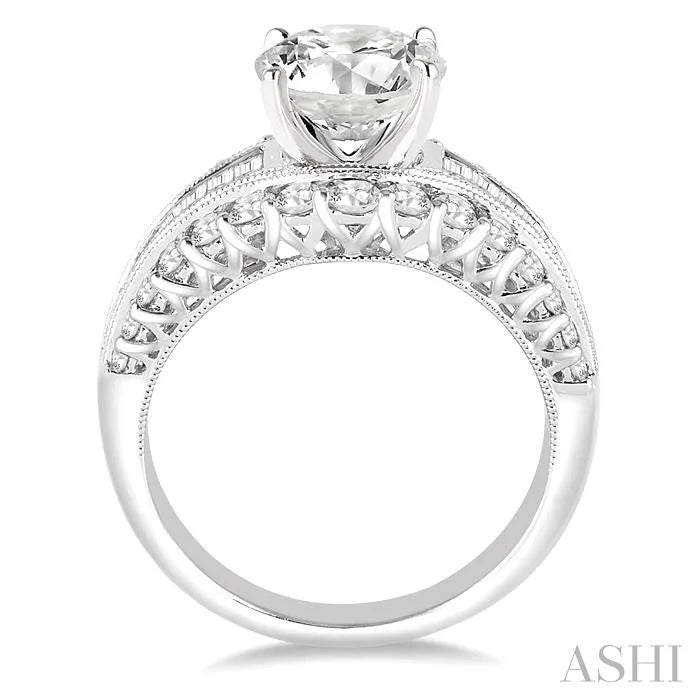 Round Shape Semi-Mount Diamond Engagement Ring