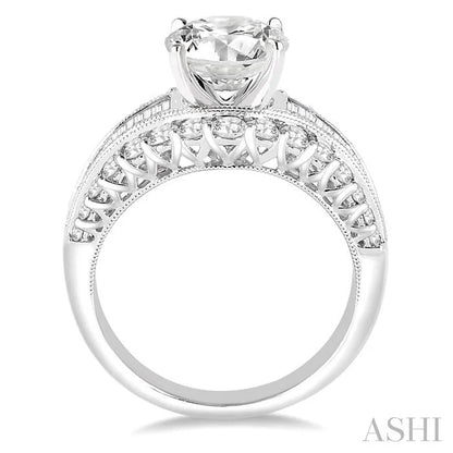 Round Shape Semi-Mount Diamond Engagement Ring