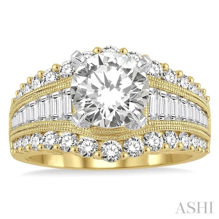 Round Shape Semi-Mount Diamond Engagement Ring