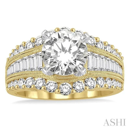 Round Shape Semi-Mount Diamond Engagement Ring
