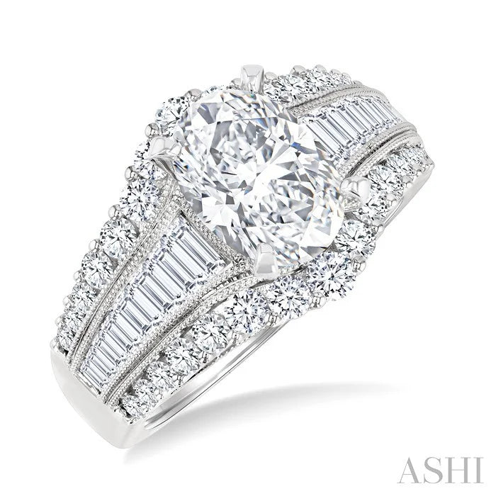 Oval Shape Semi-Mount Diamond Engagement Ring